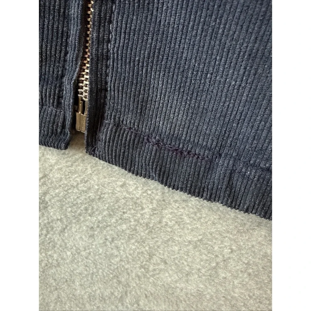 Vtg JCPenney Boys XL 18/20 Corduroy Jacket Navy Blue Tan Colorblock Varsity Zip
